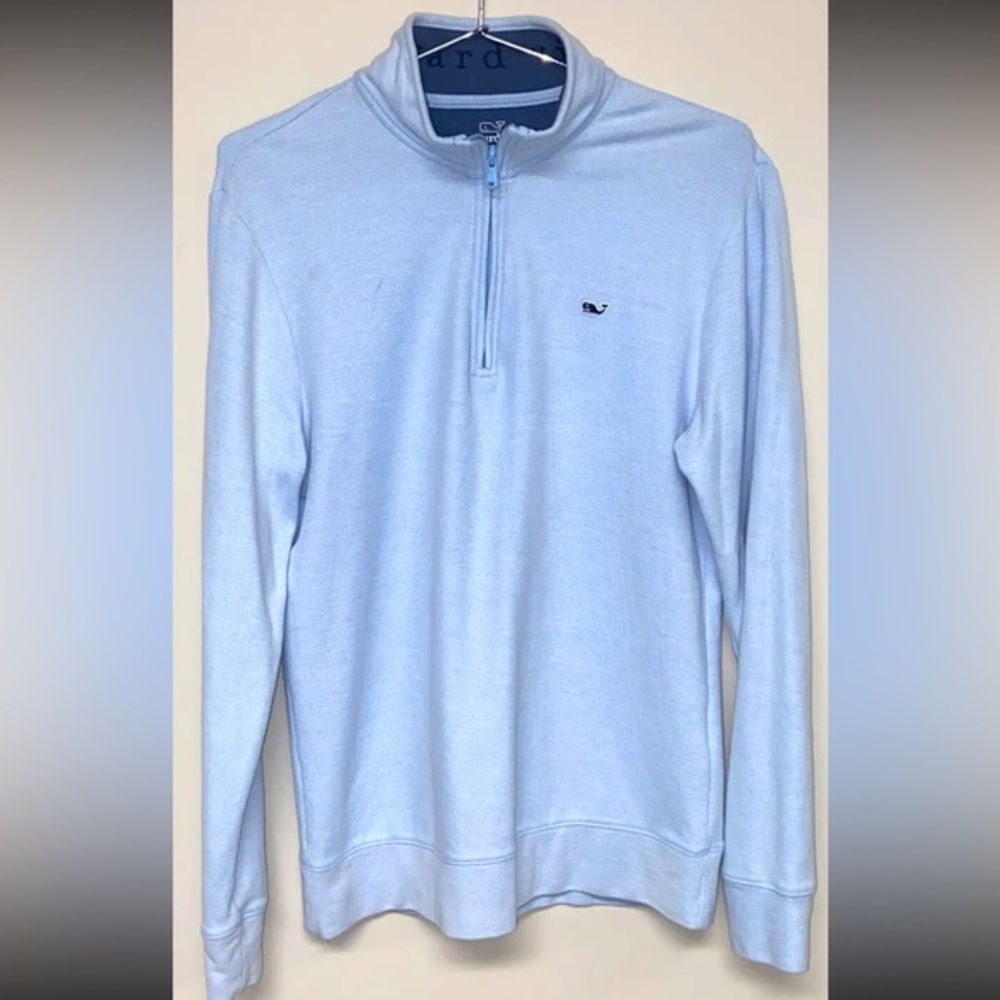 🐳Men’s VINEYARD VINES 1/4 Zip Lt Blue Pullover Small